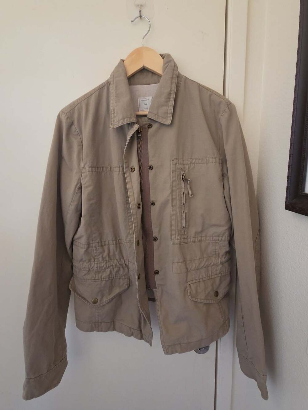 Gap Utility Jacket Size L TALL Khaki Cotton Cargo